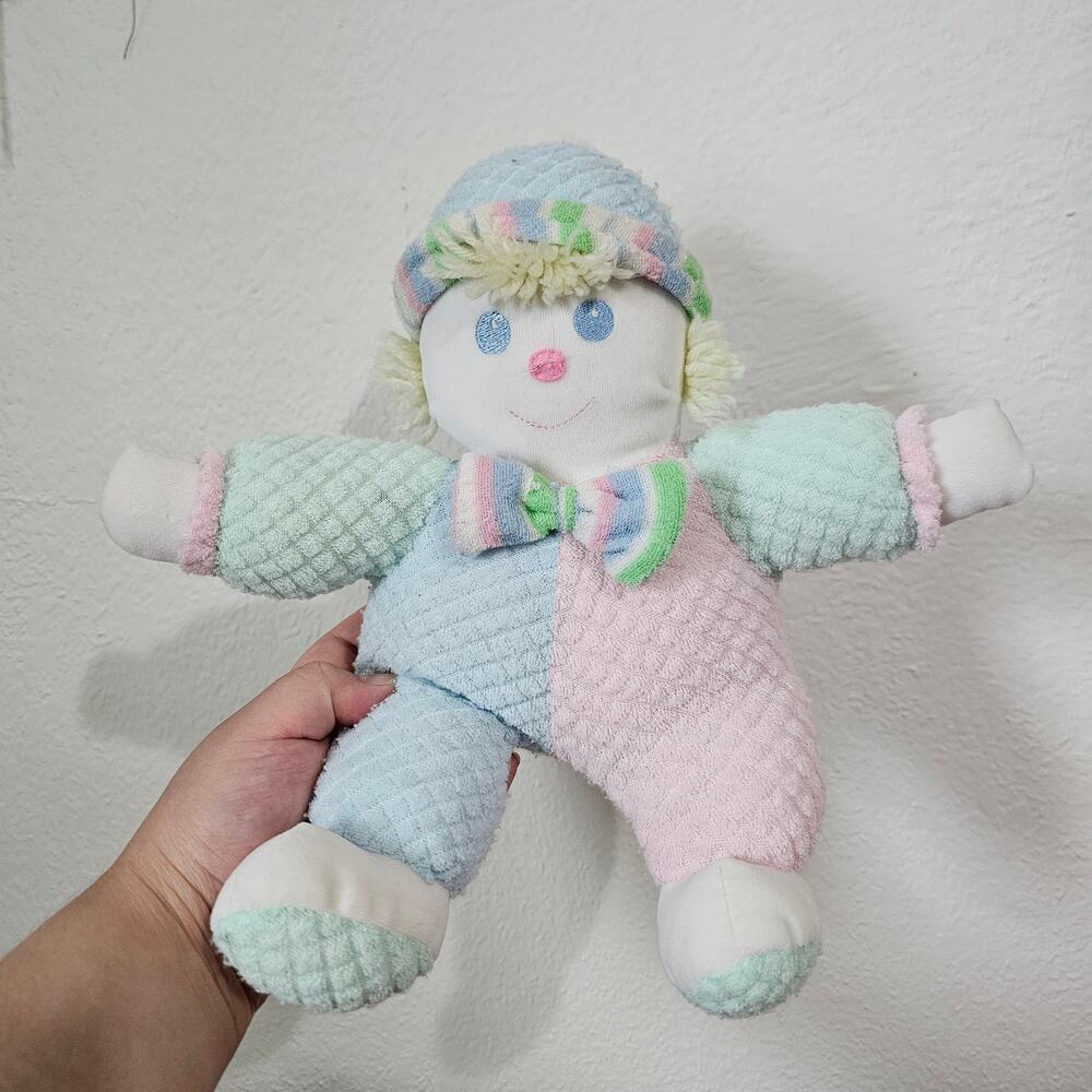TB Trading Co Terry Cloth Pastel Clown Plush Pink Blue Green Yellow Hair Baby